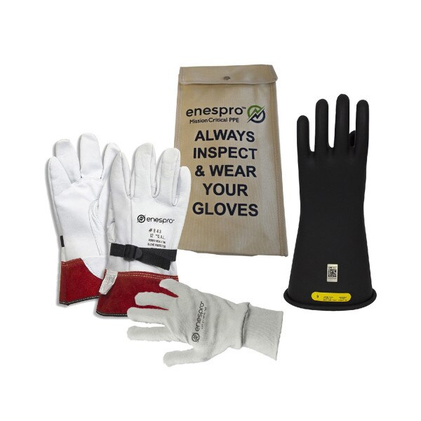Enespro Class 2 Voltage 14-inch Glove Kit with FR Liner Glove in Black